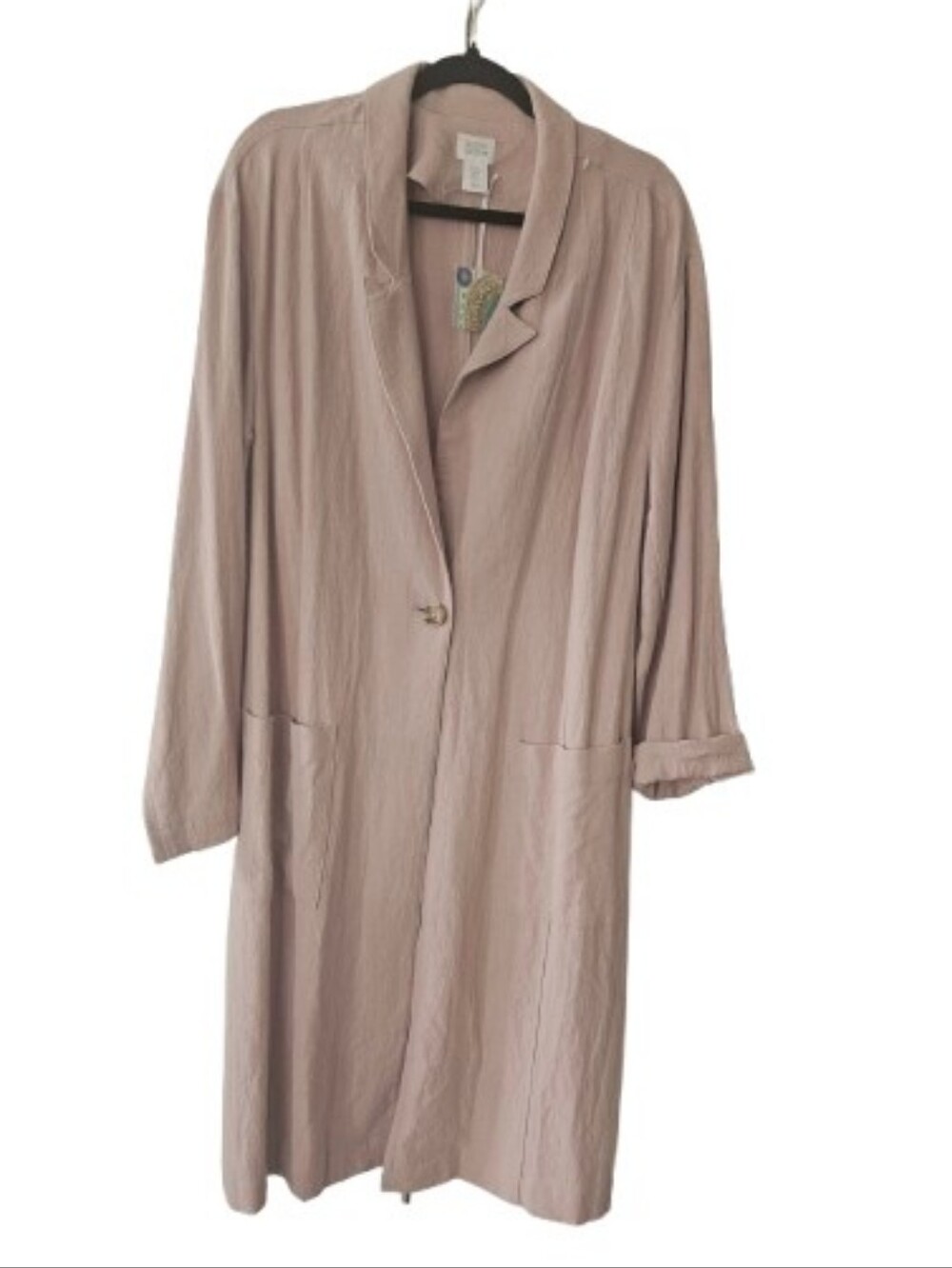 Sigrid Olsen NWT XL Blush Longline Jacket | Chic Layering Blazer Linen Blend